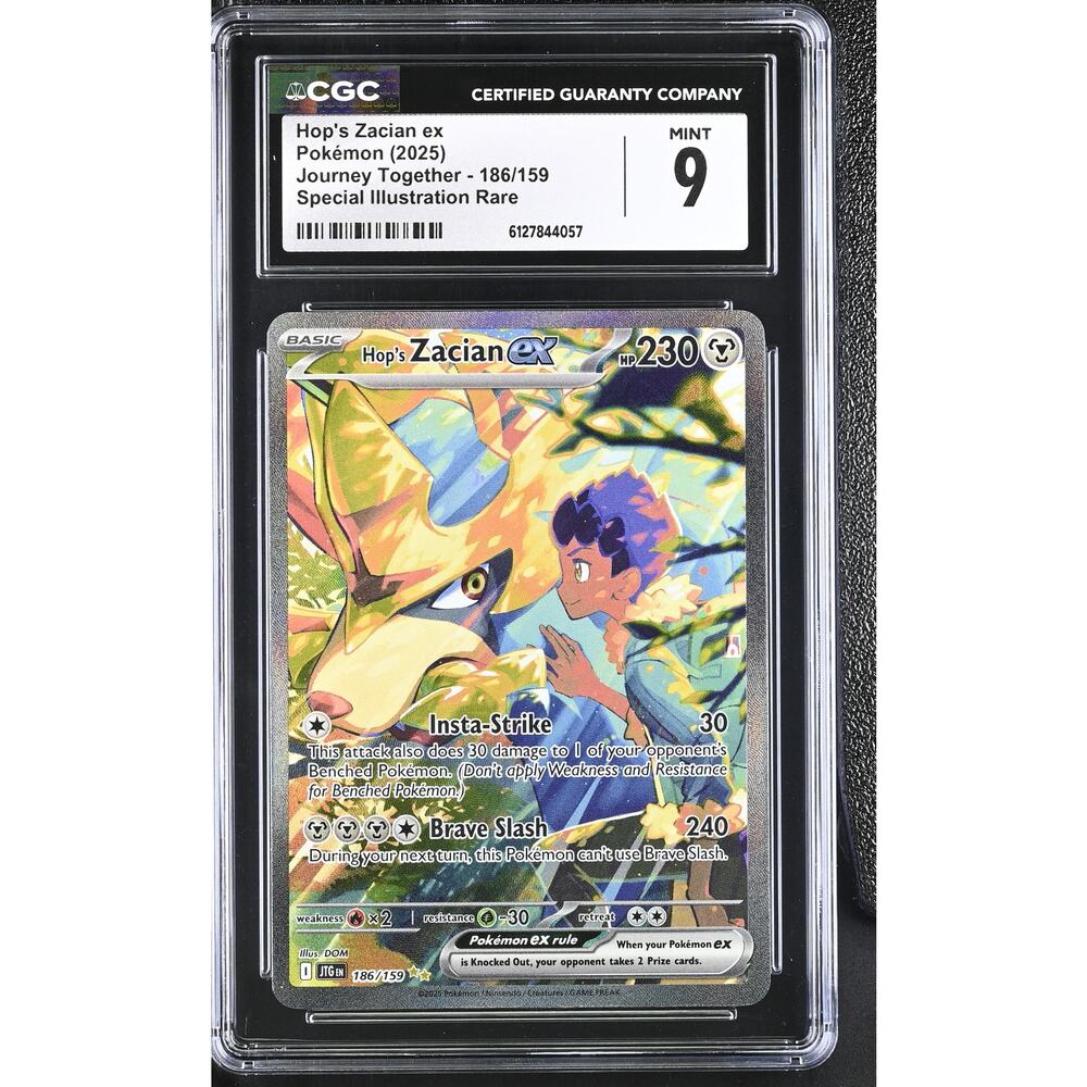 CGC 9 MINT Hop's Zacian ex 186/159 Pokémon 2025 Journey Together SIR Graded